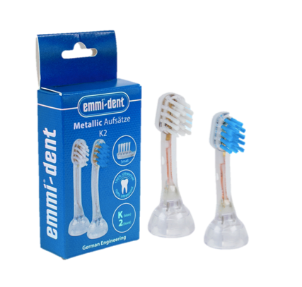 emmi®-dent METALLIC barns Ersättningsborste 2 st.